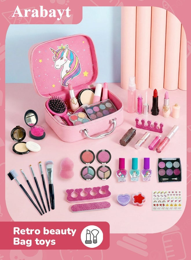 Arabayt Kids Makeup Kit for Girl, Washable Makeup for Girls, Real Play Makeup Set for Kids Little Girls Toddlers, Safe Dress Up Toys for Girls Princess, Birthday Gift for Girls Ages 4 5 6 7 8 9 - Image 1
